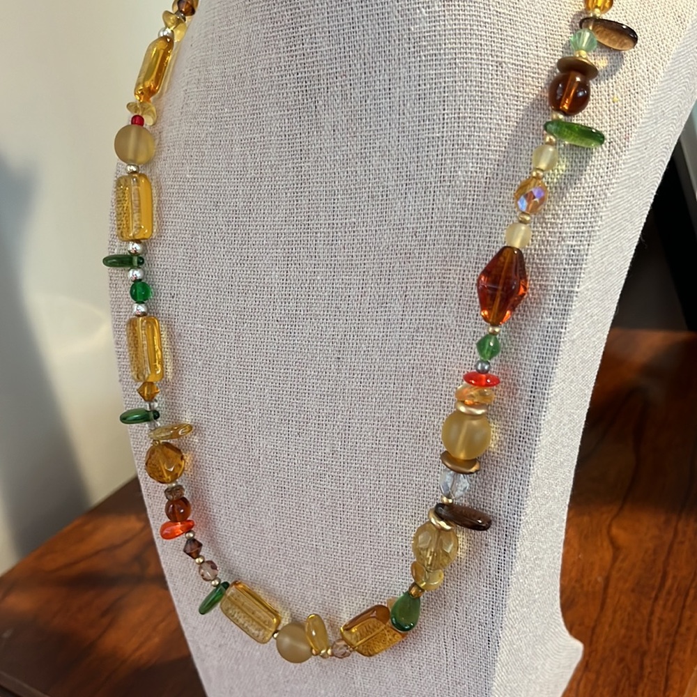 Play of colour Opera length quality mixed media necklace. Quality, not plastic.